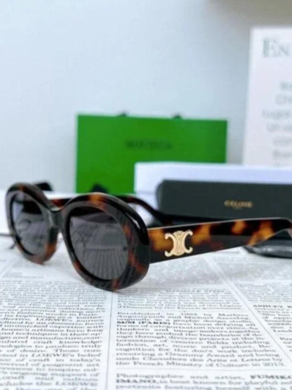 Celine Oval Tortoise Sunglasses – With Original Box